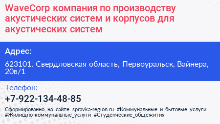 WaveCorp компания по производству акустических систем и корпусов для акустических систем - визитка