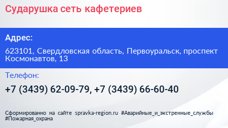 Сударушка сеть кафетериев - визитка