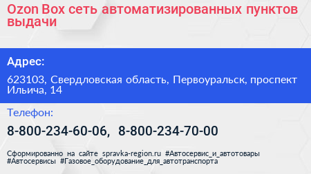 Ozon Box сеть автоматизированных пунктов выдачи - визитка