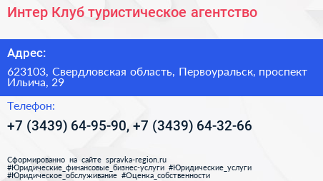 Интер Клуб туристическое агентство - визитка