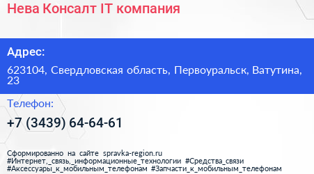 Нева Консалт IT компания - визитка