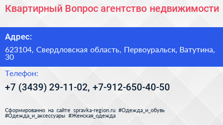Квартирный Вопрос агентство недвижимости - визитка