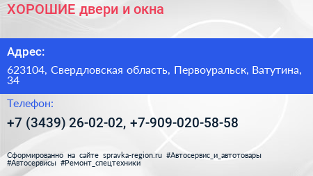 ХОРОШИЕ двери и окна - визитка