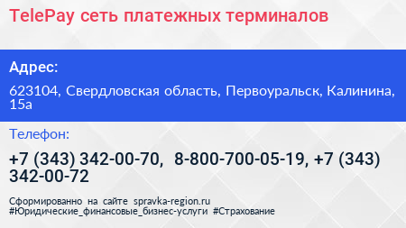 TelePay сеть платежных терминалов - визитка