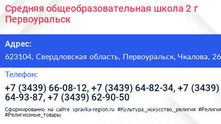 Средняя общеобразовательная школа 2 г Первоуральск - визитка