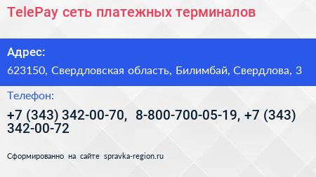 TelePay сеть платежных терминалов - визитка