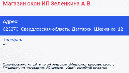 Магазин окон ИП Зеленкина А В  - визитка