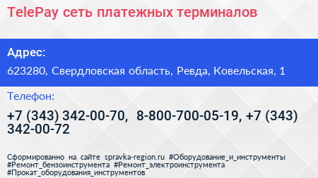 TelePay сеть платежных терминалов - визитка