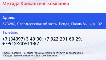 Метида Консалтинг компания - визитка