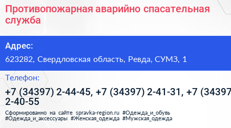 Противопожарная аварийно спасательная служба - визитка