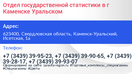 Отдел государственной статистики в г Каменске Уральском - визитка