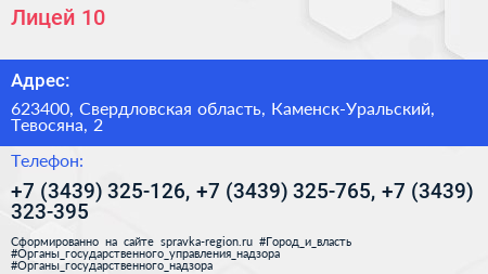 Лицей 10 - визитка