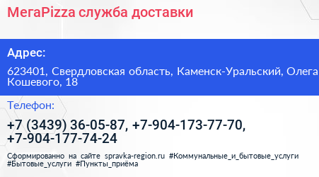 МегаPizza служба доставки - визитка