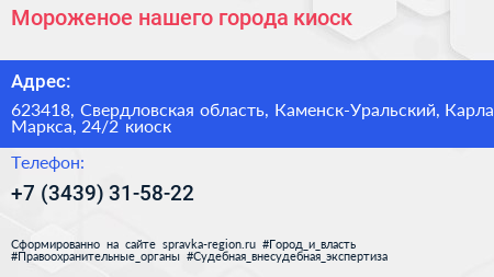 Мороженое нашего города киоск - визитка