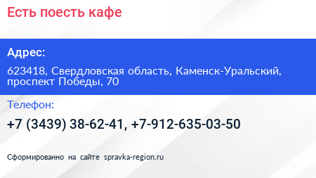 Есть поесть кафе - визитка