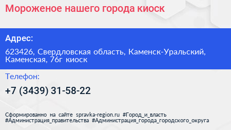 Мороженое нашего города киоск - визитка
