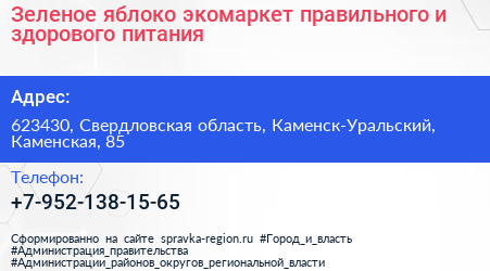 Зеленое яблоко экомаркет правильного и здорового питания - визитка