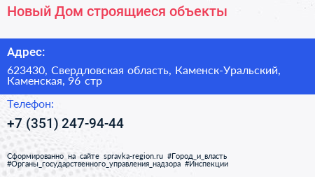 Новый Дом строящиеся объекты - визитка