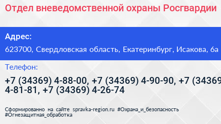 Отдел вневедомственной охраны Росгвардии - визитка