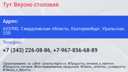Тут Вкусно столовая - визитка