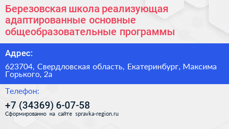 Березовская школа реализующая адаптированные основные общеобразовательные программы - визитка