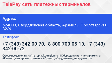 TelePay сеть платежных терминалов - визитка