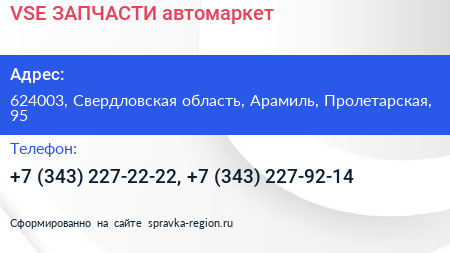 VSE ЗАПЧАСТИ автомаркет - визитка
