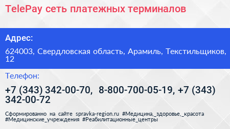 TelePay сеть платежных терминалов - визитка