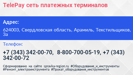 TelePay сеть платежных терминалов - визитка