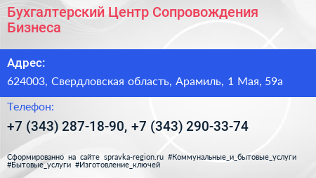 Бухгалтерский Центр Сопровождения Бизнеса - визитка