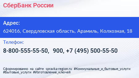 СберБанк России - визитка