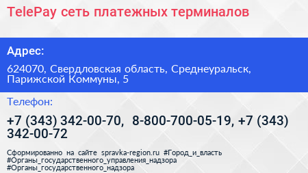 TelePay сеть платежных терминалов - визитка
