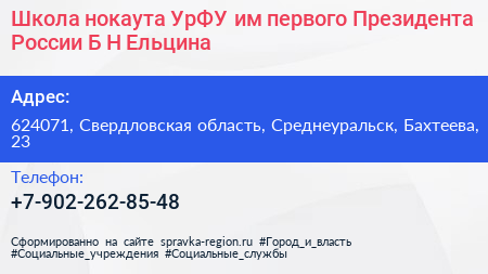 Школа нокаута УрФУ им первого Президента России Б Н Ельцина - визитка