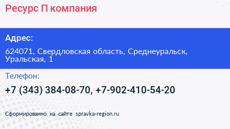 Ресурс П компания - визитка