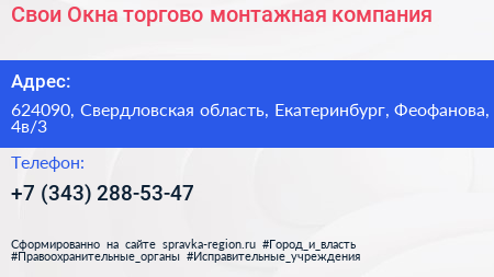 Свои Окна торгово монтажная компания - визитка