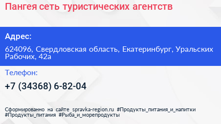 Пангея сеть туристических агентств - визитка