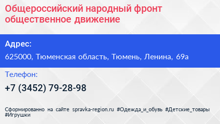 Общероссийский народный фронт общественное движение - визитка
