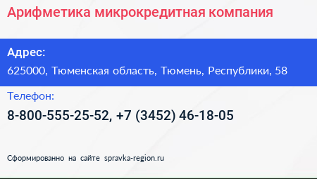 Арифметика микрокредитная компания - визитка