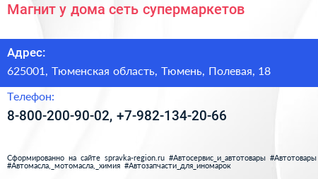 Магнит у дома сеть супермаркетов - визитка