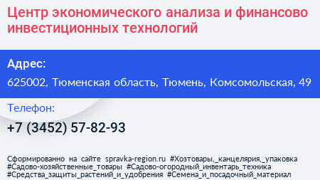 Центр экономического анализа и финансово инвестиционных технологий - визитка