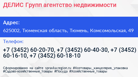 ДЕЛИС Групп агентство недвижимости - визитка