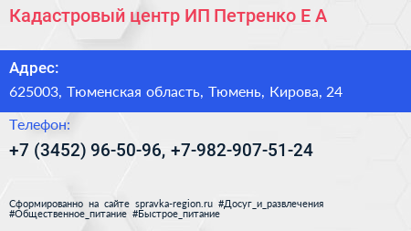 Кадастровый центр ИП Петренко Е А  - визитка