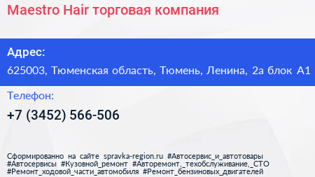 Maestro Hair торговая компания - визитка