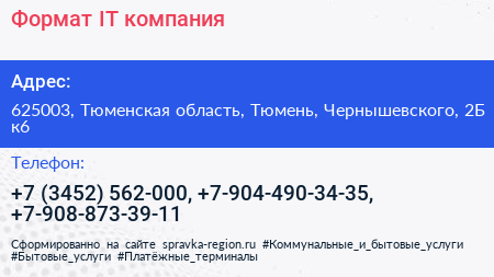 Формат IT компания - визитка