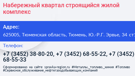 Набережный квартал строящийся жилой комплекс - визитка