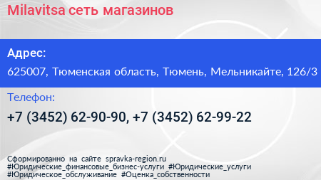 Milavitsa сеть магазинов - визитка