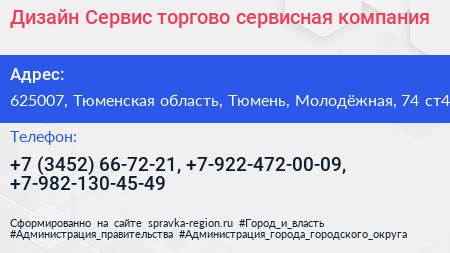 Дизайн Сервис торгово сервисная компания - визитка