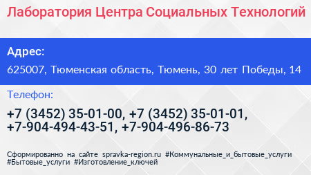 Лаборатория Центра Социальных Технологий - визитка