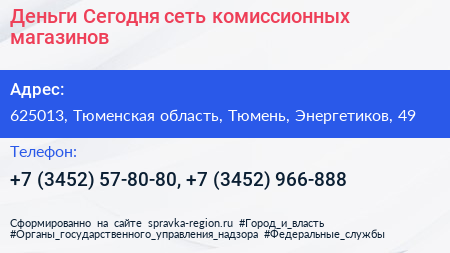 Деньги Сегодня сеть комиссионных магазинов - визитка