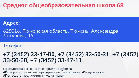 Средняя общеобразовательная школа 68 - визитка